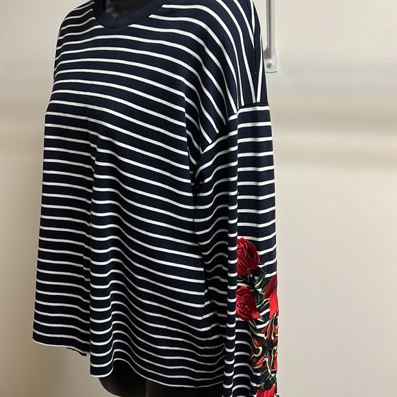Embroidered Rose Striped Shirt - Picture 6 of 8